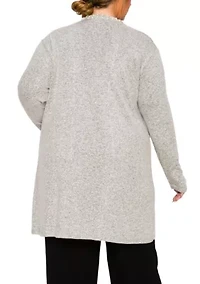 Plus Cozy Pocket Cardigan with Pearls