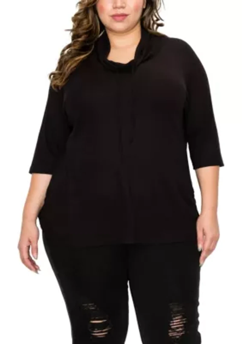 Baby Thermal Cowl Neck Side Ruched 3Q Sleeve