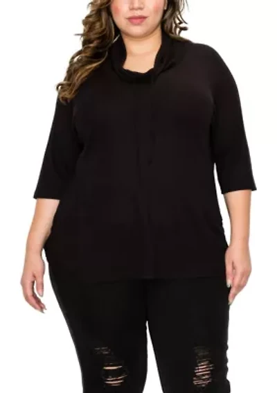 Baby Thermal Cowl Neck Side Ruched 3Q Sleeve