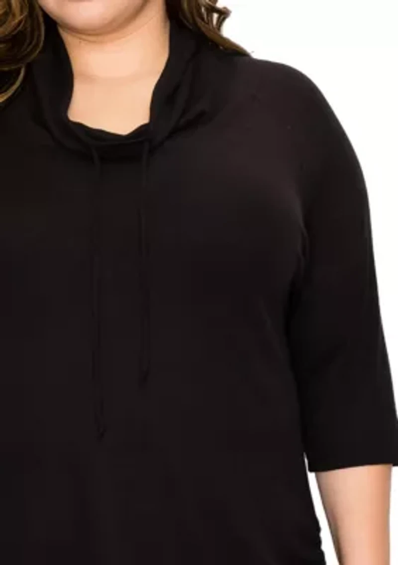 Baby Thermal Cowl Neck Side Ruched 3Q Sleeve