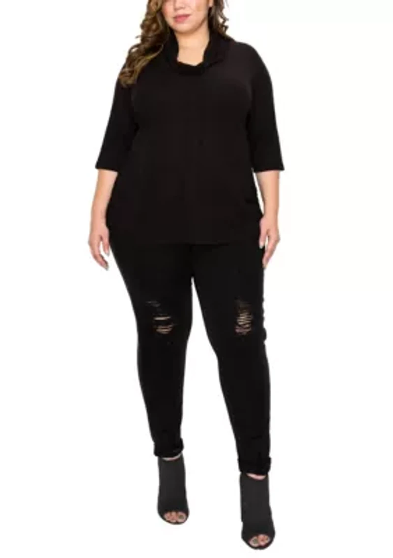 Baby Thermal Cowl Neck Side Ruched 3Q Sleeve