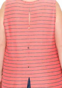 Pointelle Stripe Button Back Tank