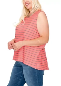 Pointelle Stripe Button Back Tank