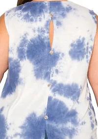 Hand Tie Dye Button Back Tank