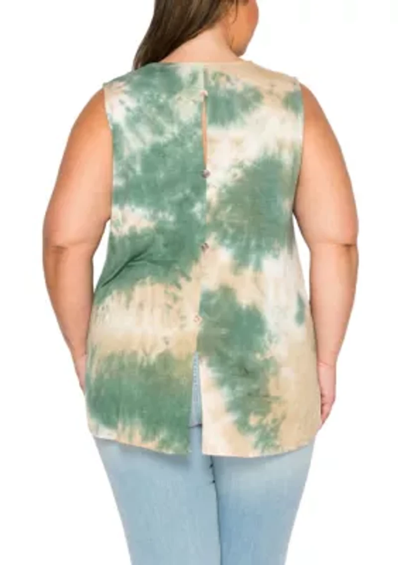 Hand Tie Dye Button Back Tank