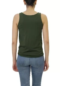 Cotton Jersey Eyelet Tie Front Tank