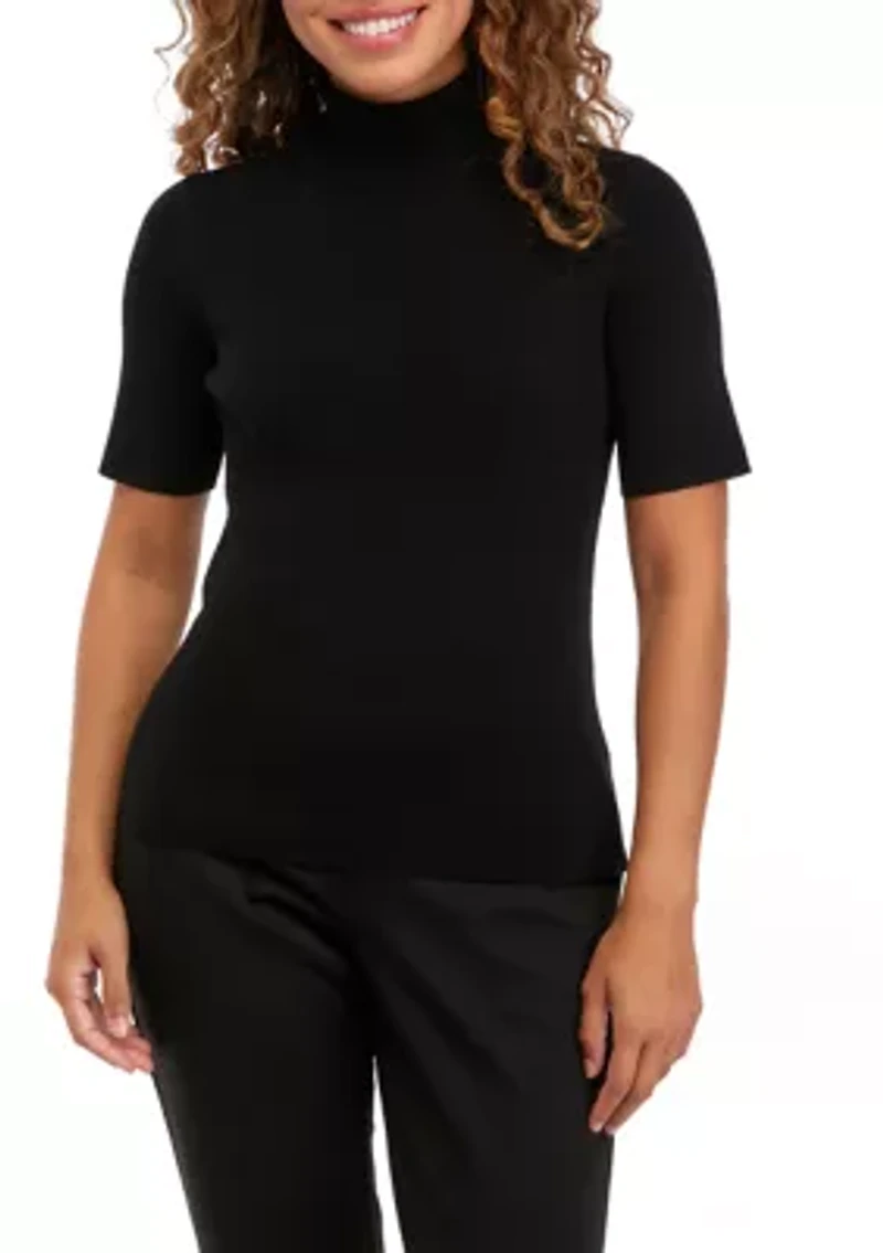Petite Half Sleeve Turtleneck Sweater