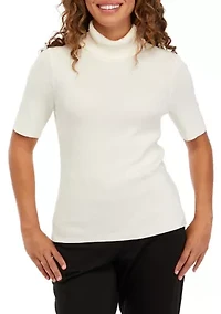 Petite Half Sleeve Turtleneck Sweater