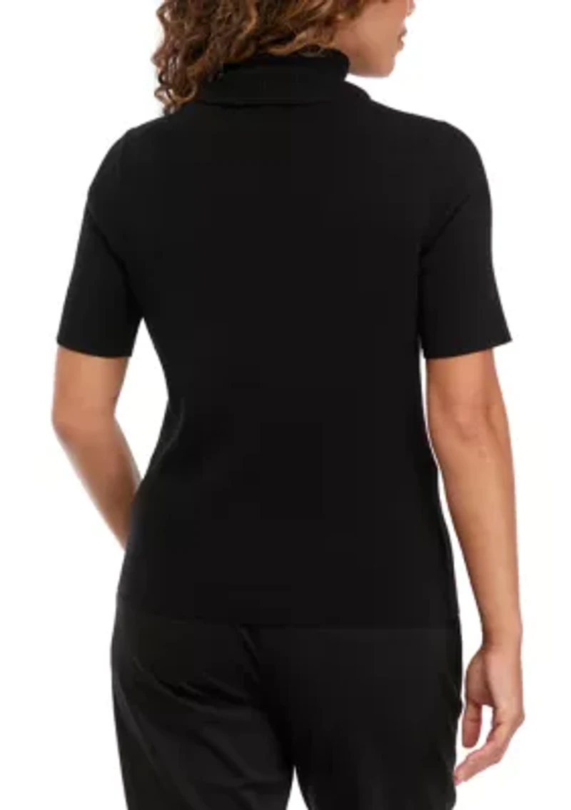 Petite Half Sleeve Turtleneck Sweater