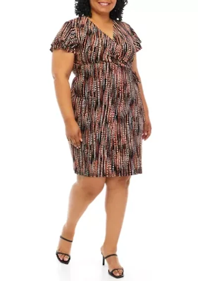 Plus Flutter Sleeve Wrap Dress