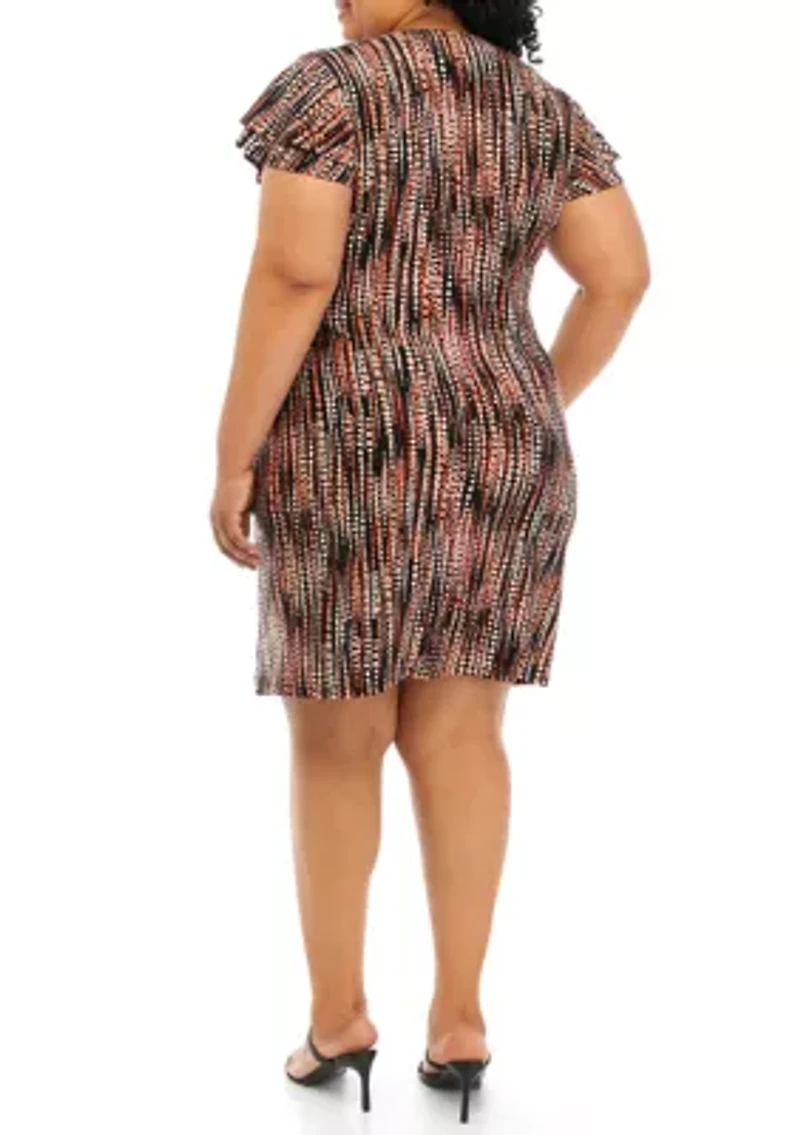 Plus Flutter Sleeve Wrap Dress