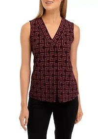 Petite Printed Pleat Front Blouse