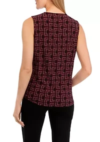 Petite Printed Pleat Front Blouse