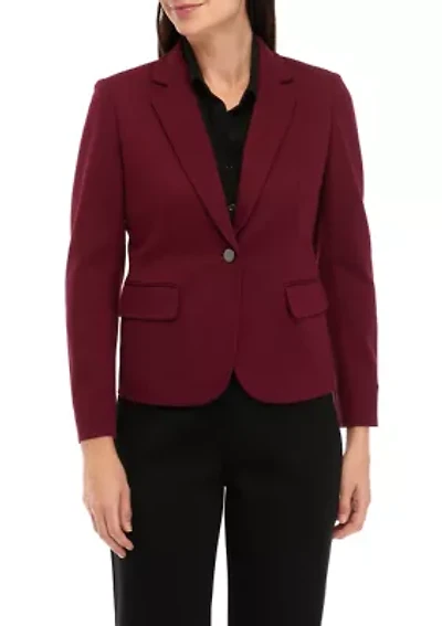 Petite Collection Compression One Button Notch Collar Jacket