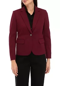 Petite Collection Compression One Button Notch Collar Jacket