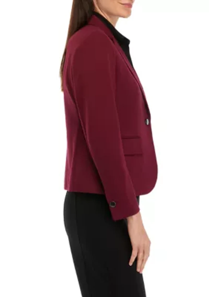 Petite Collection Compression One Button Notch Collar Jacket