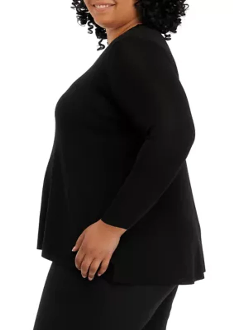 Plus Long Sleeve Shark Bite Sweater