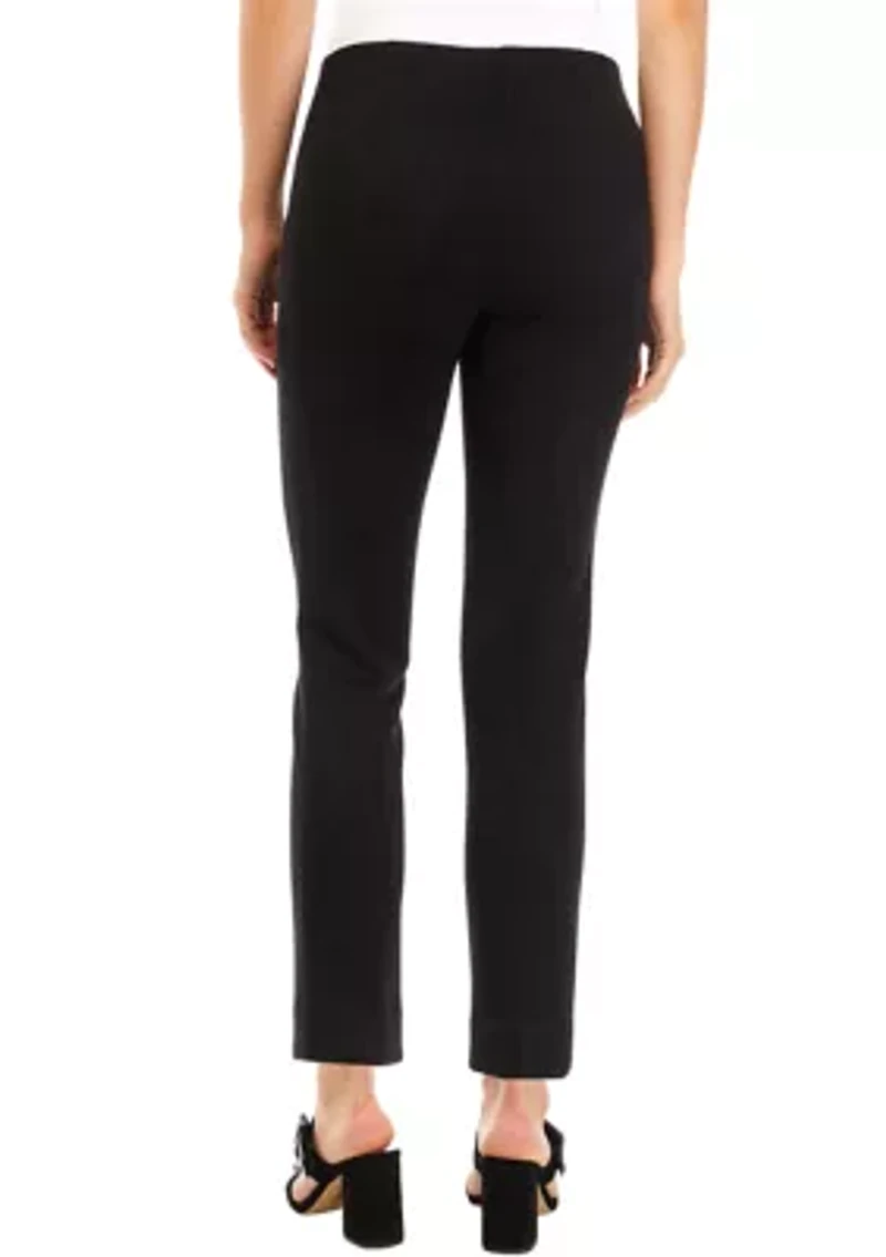 Petite Pull On Hollywood Waist Straight Ankle Pants