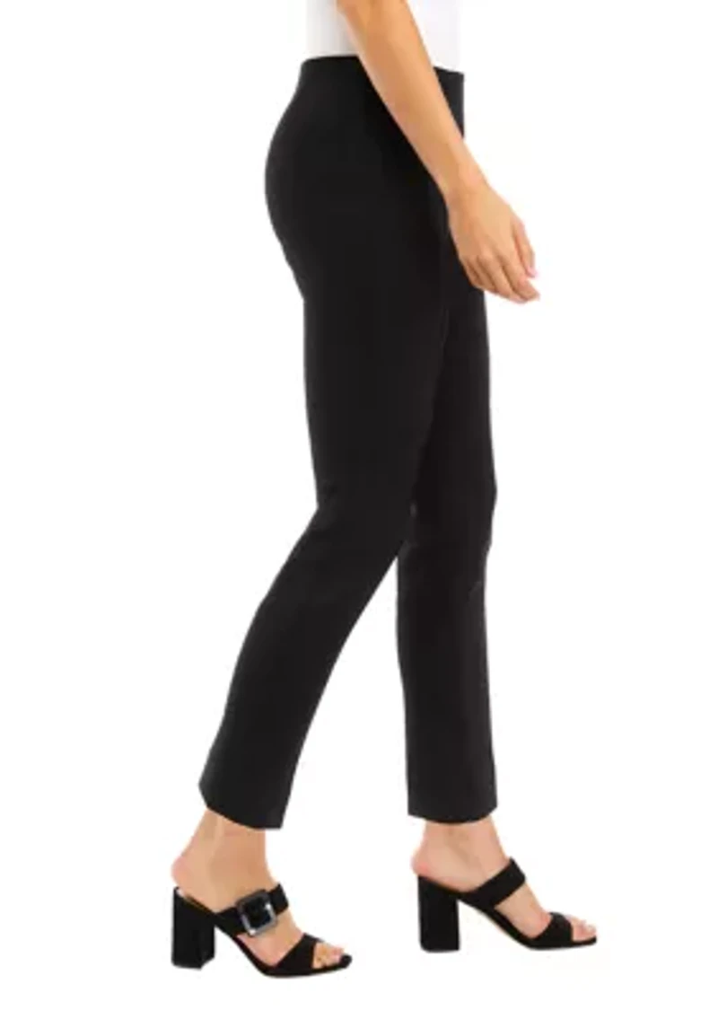 Petite Pull On Hollywood Waist Straight Ankle Pants