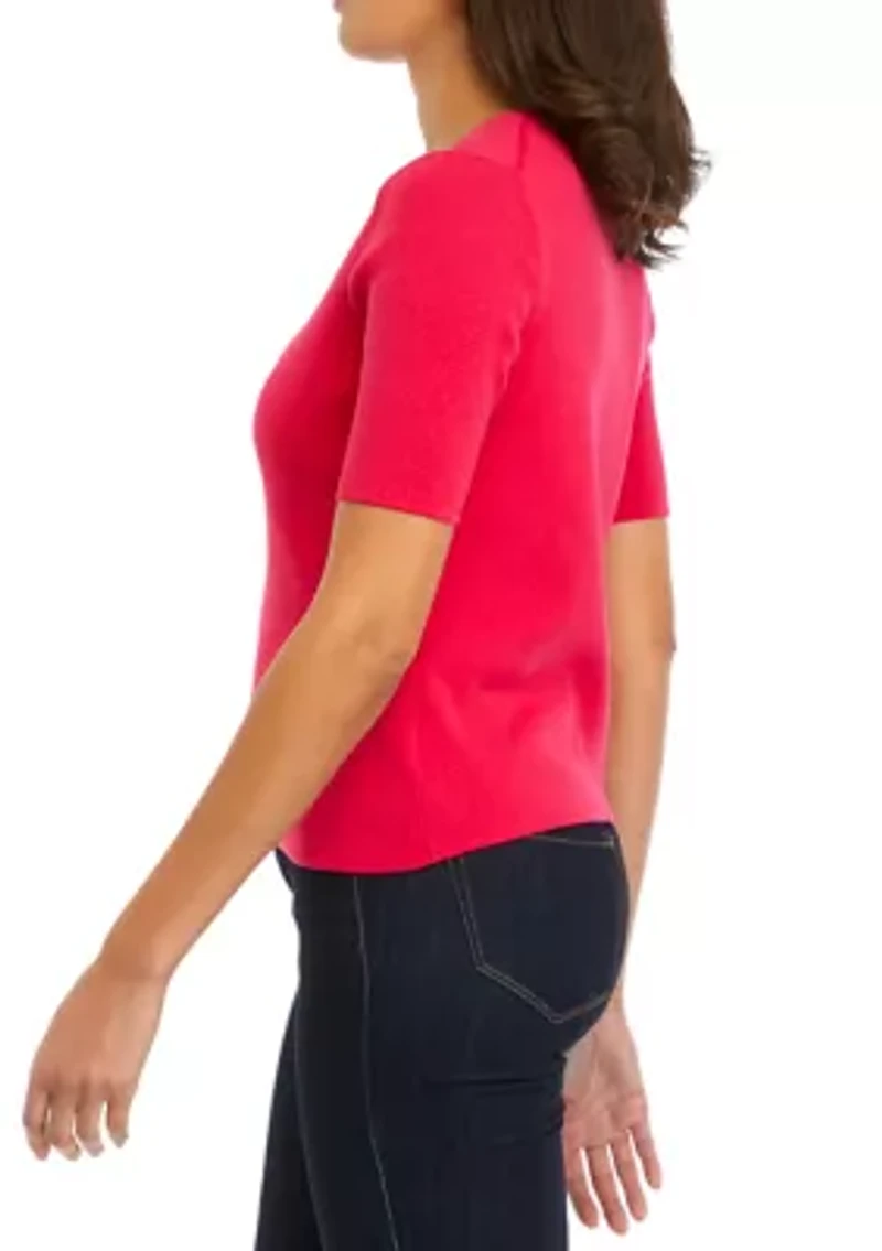 Petite Short Sleeve Sweater Knit Top
