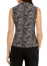 Petite Printed Triple Pleat Top