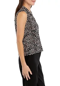 Petite Printed Triple Pleat Top