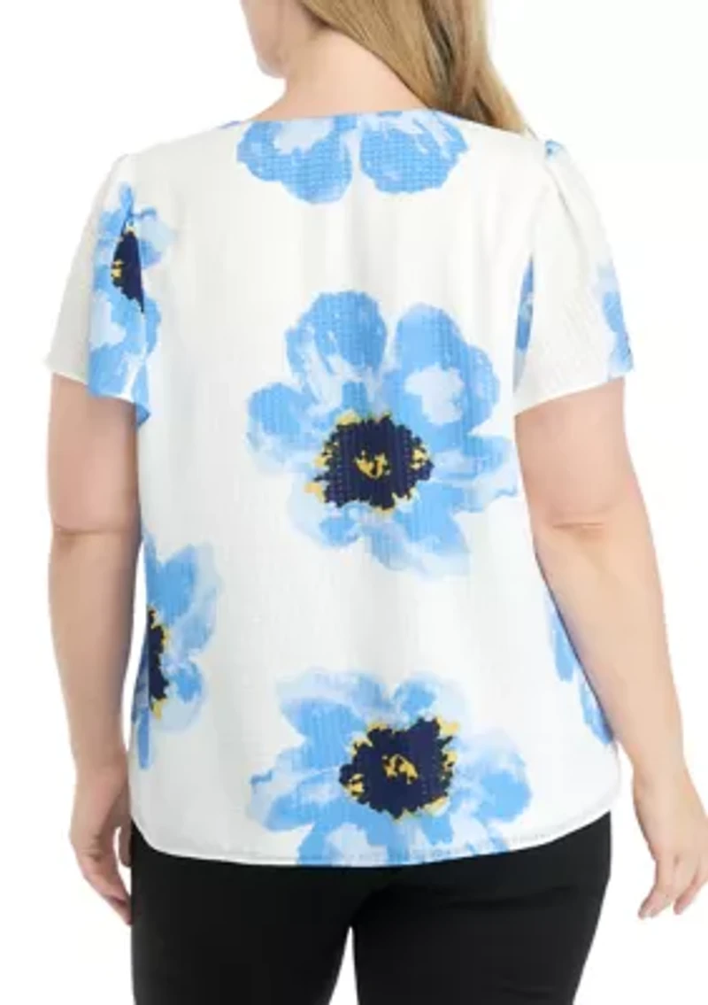 Plus V-Neck Flutter Sleeve Blouse