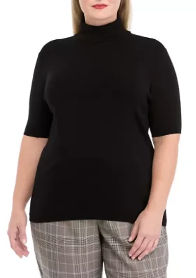 Plus Half Sleeve Turtleneck Sweater