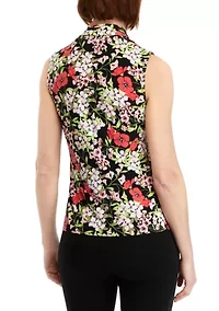 Petite Printed Triple Pleat Top