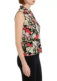 Petite Printed Triple Pleat Top