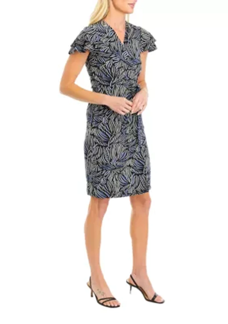 Petite Flutter Sleeve Wrap Dress