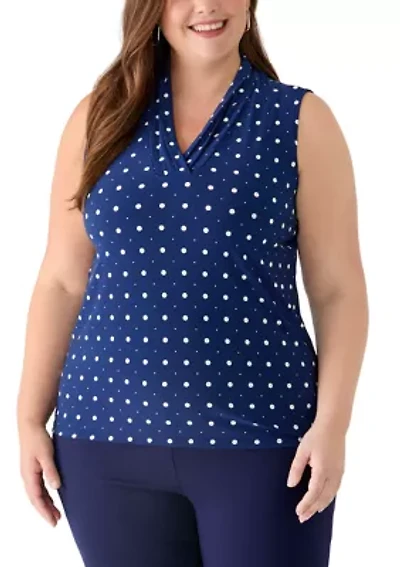 Plus Sleeveless Triple Pleat Top