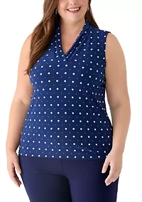Plus Sleeveless Triple Pleat Top