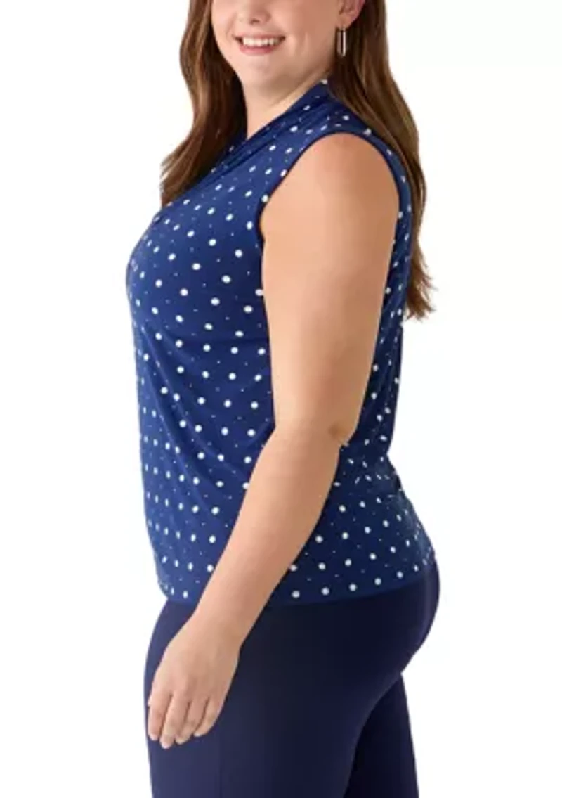 Plus Sleeveless Triple Pleat Top