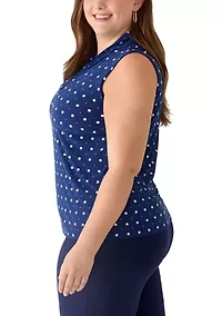Plus Sleeveless Triple Pleat Top
