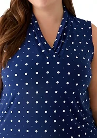 Plus Sleeveless Triple Pleat Top