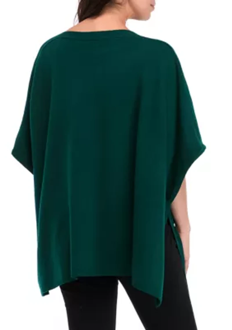 Women's Elbow Sleeve Embellished Kimono Poncho