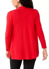 Petite Carmel Self Edge Kissing Front Cardigan