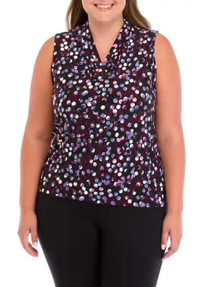 Plus Printed Triple Pleat Top