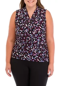 Plus Printed Triple Pleat Top