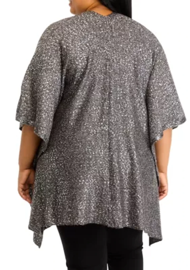 Plus Sequin Knit Cape