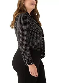 Plus Long Sleeve Mixed Media Printed Top