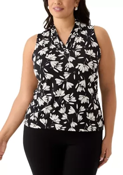 Plus Sleeveless Triple Pleat Top