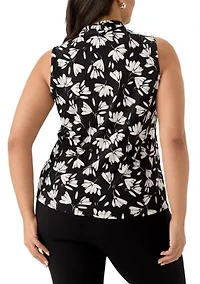 Plus Sleeveless Triple Pleat Top