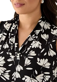 Plus Sleeveless Triple Pleat Top