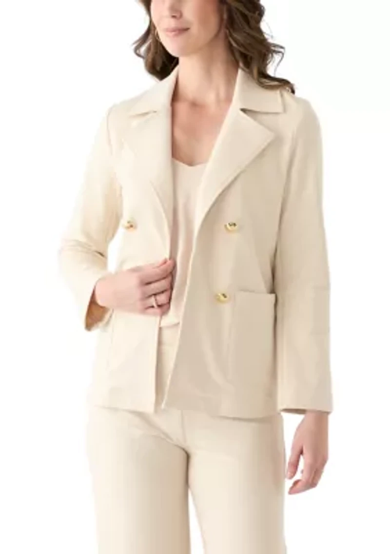 Women's Knit Faux Double Breasted Blazer