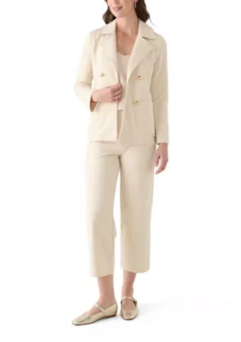 Women's Knit Faux Double Breasted Blazer