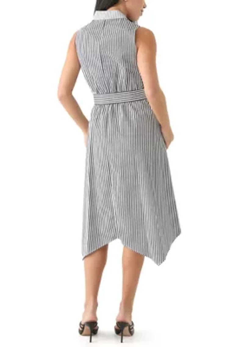 Petite Handkerchief Hem Stripe Midi Dress