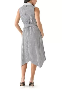 Petite Handkerchief Hem Stripe Midi Dress