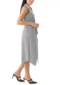 Petite Handkerchief Hem Stripe Midi Dress